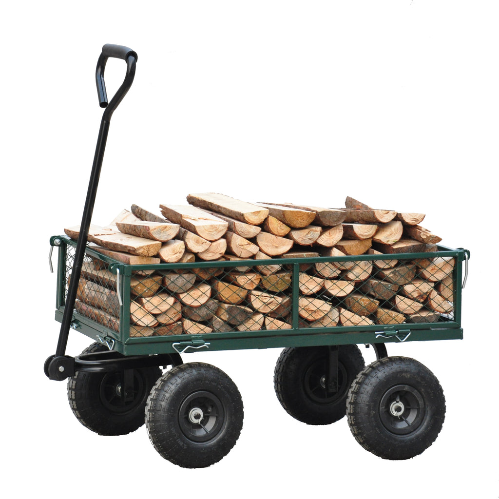 Leoglint Wagon Cart Garden cart trucks make it easier to transport firewood (green)