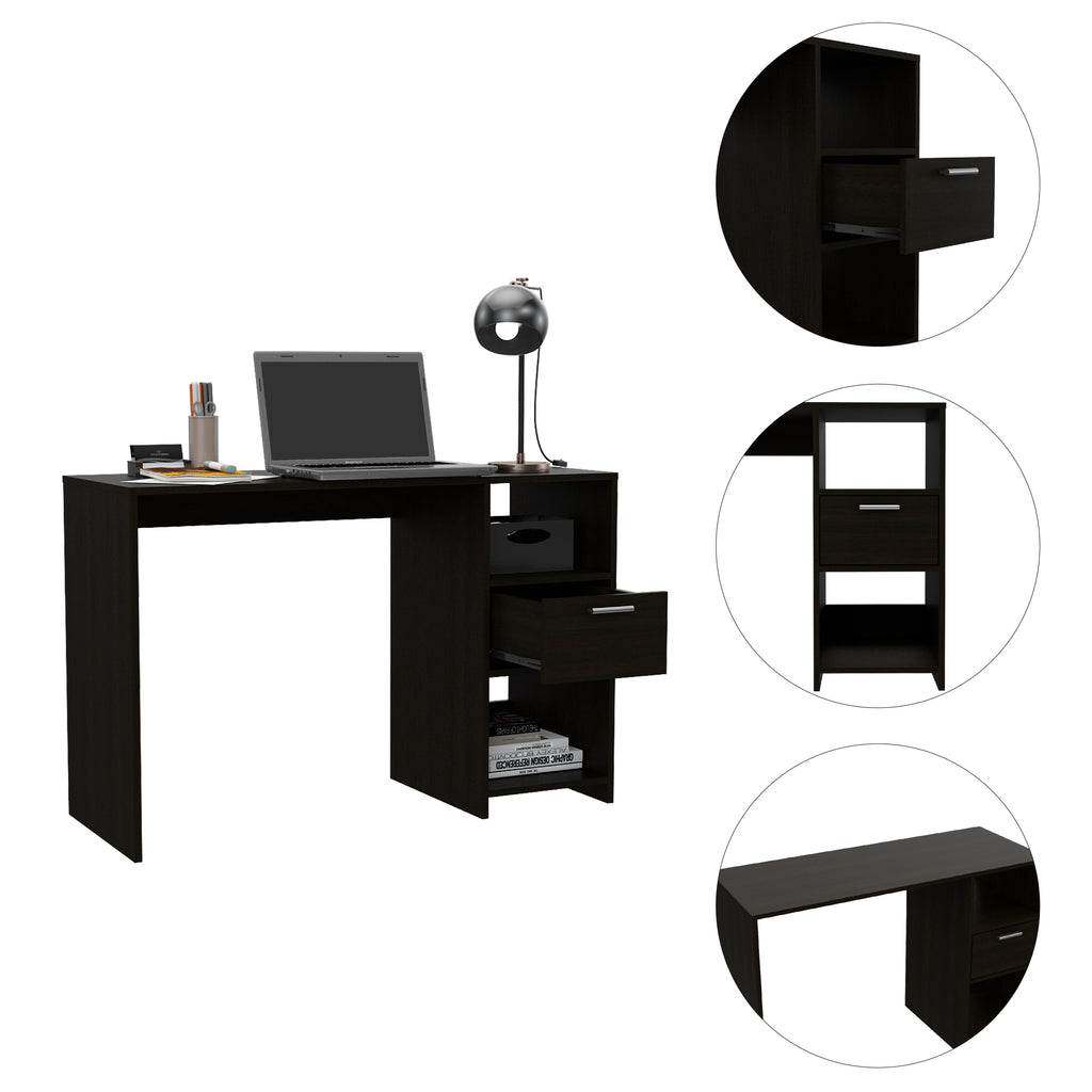 Leoglint Omma Computer Office Desk, One Drawer, Two Shelves