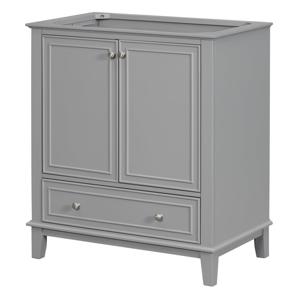 Leoglint 30" Bathroom Vanity without Sink, Base Only, Multi-functional Bathroom Cabinet with Doors and Drawer, Solid Frame and MDF Board, Grey