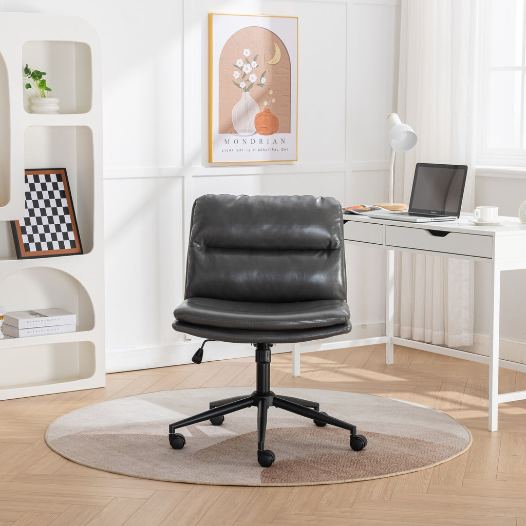 Leoglint Bizerte Adjustable Swivel Criss-Cross Chair, Wide Seat/ Office Chair /Vanity Chair, Gray