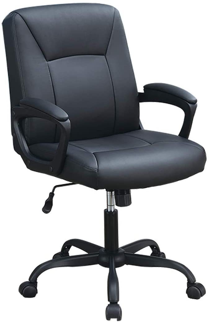 Leoglint Relax Cushioned Office Chair 1pc Black Upholstered Seat back Adjustable Chair Comfort