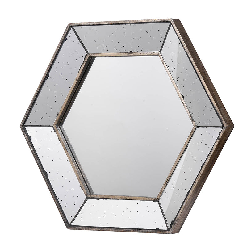 Leoglint 21" x 18" Hexagon Wall Mirror with Traditional Silver Finish, Home Decor Accent Mirror for Living Room, Entryway, Bedroom