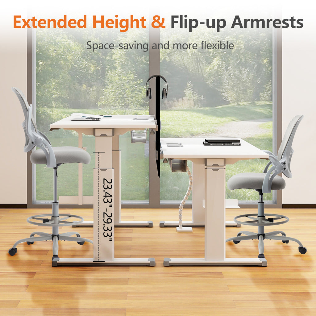 Leoglint Sweetcrispy Drafting Tall Office Chair Ergonomic High Desk Chair with Flip-up Armrests