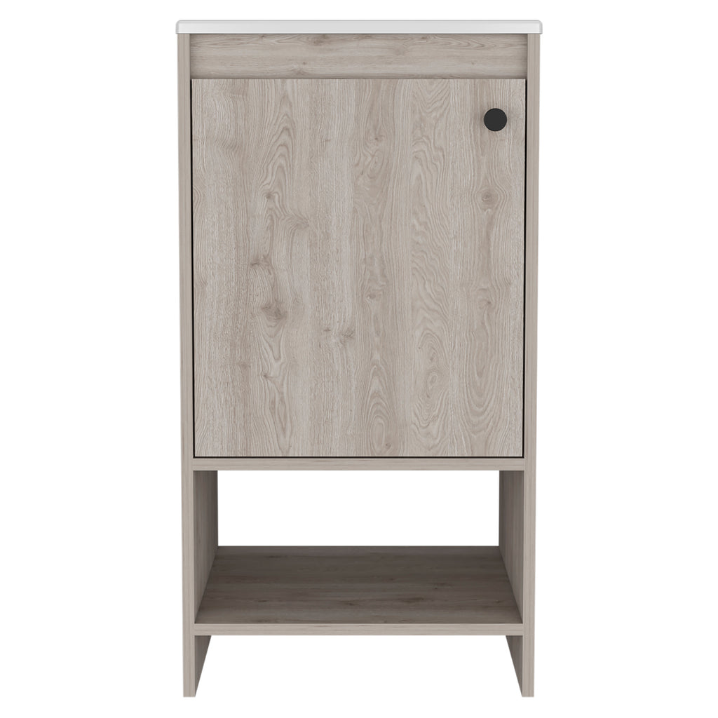 Leoglint Jane Bathroom Vanity, Single Door Cabinet, Two Shelves -Light Gray