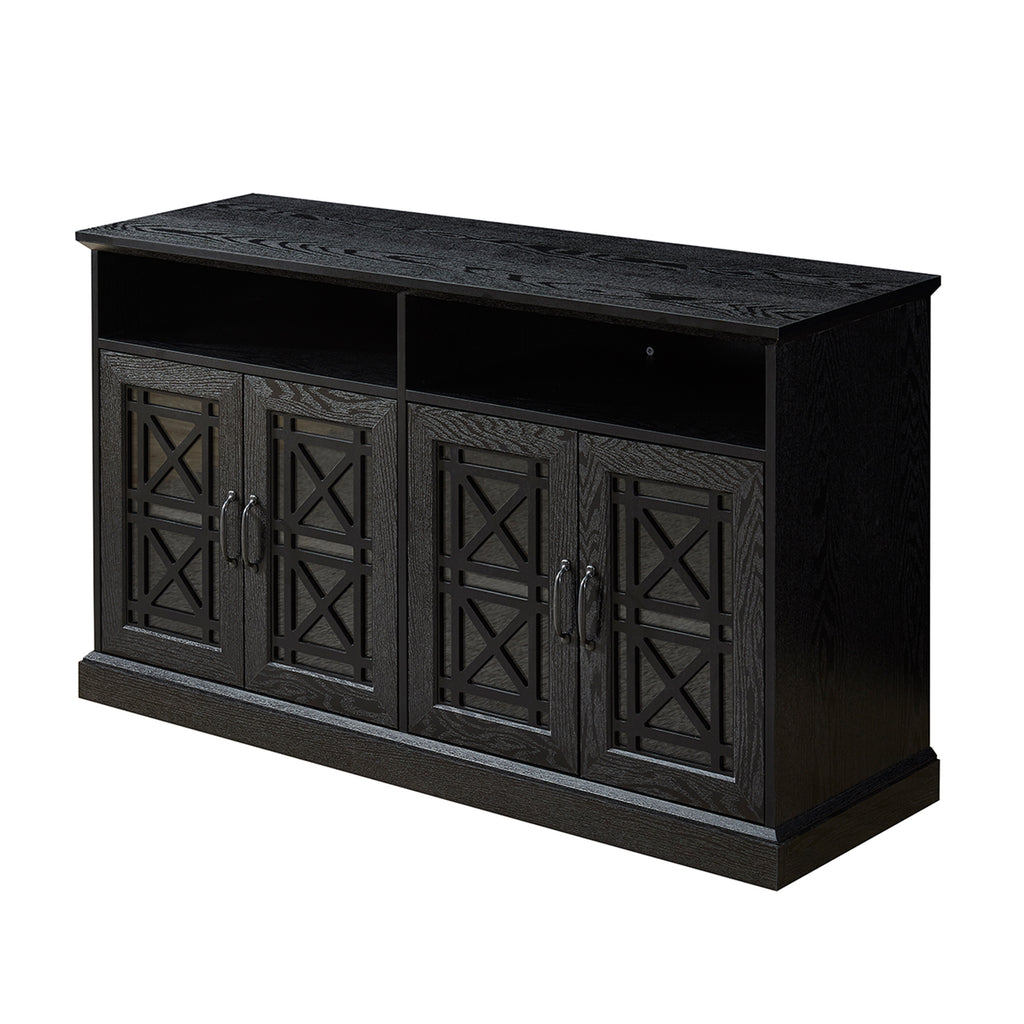 Leoglint 53" TV Stand Console/Storage Buffet Cabinet/Sideboard, Black- Wood Grain Finish