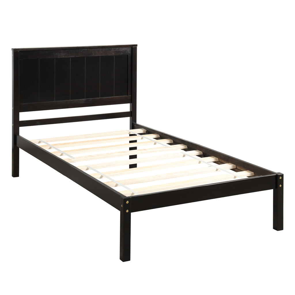 Platform Bed Frame with Headboard, Wood Slat Support, No Box Spring Needed,Twin, Espresso(OLD SKU:WF191418AAP)