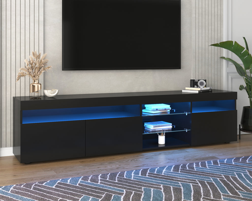 Leoglint Modern Design TV Stands for TVs up to 80'', LED Light Entertainment Center, Media Console with Multi-Functional Storage, TV cabinet for Living room,Bedroom, Home Theatre