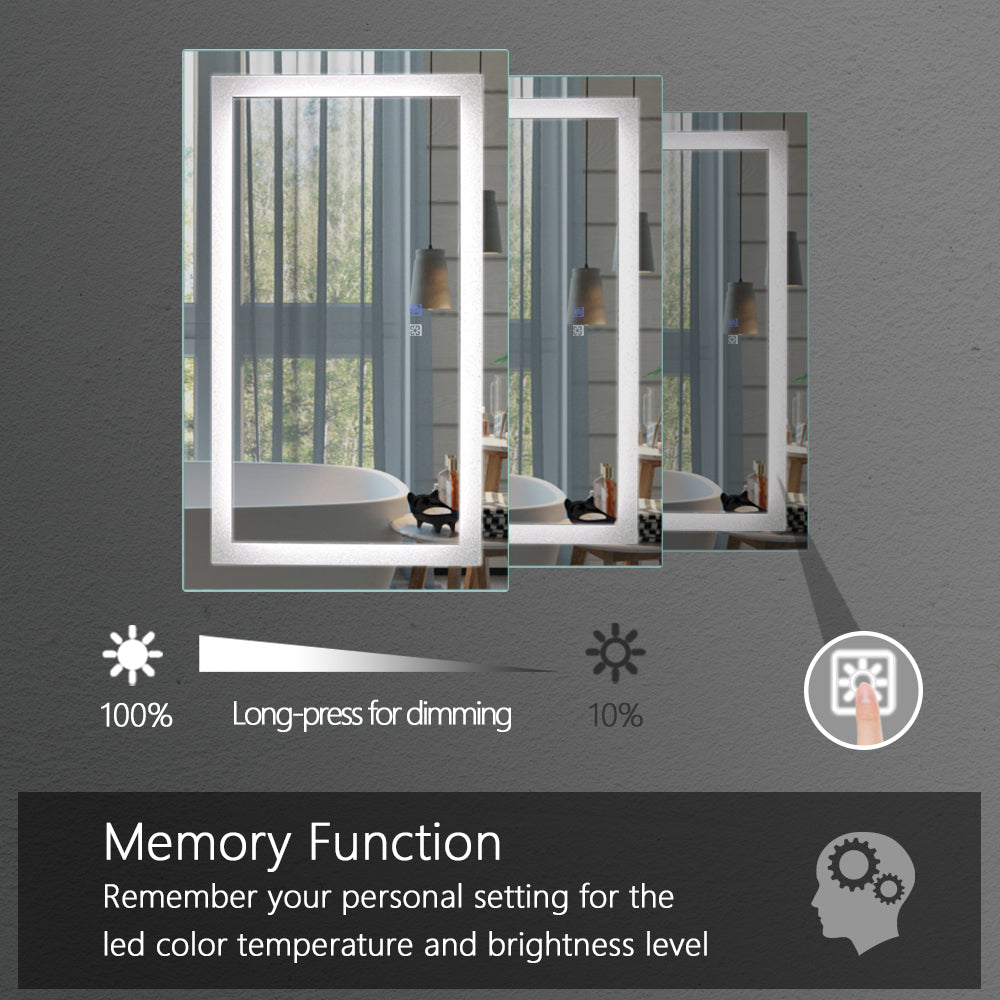 Leoglint LED Bathroom Mirror with Light,40*24 inch, Anti Fog, Dimmable,Color Temper 5000K,Backlit + Front Lit,Both Vertical and Horizontal Wall Mounted Vanity Mirror(40x24)