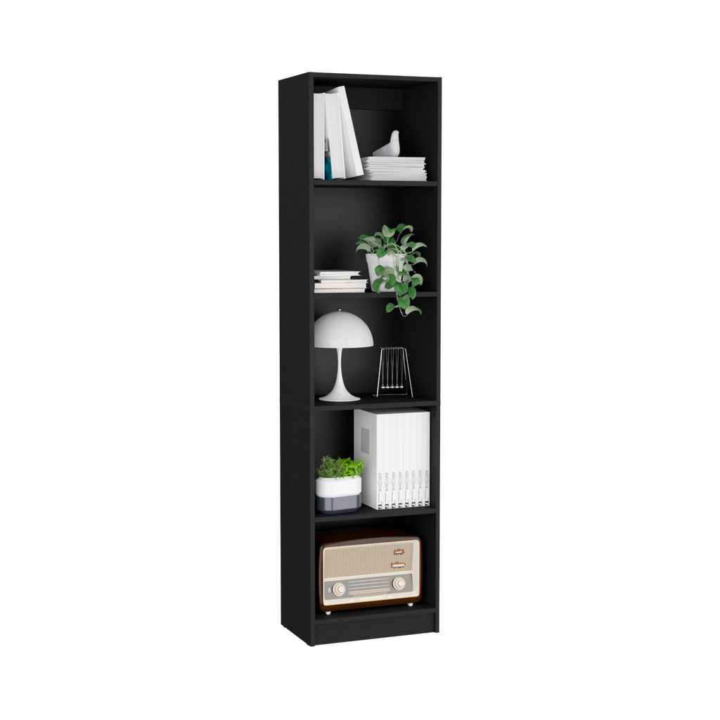 Leoglint Vinton XS Bookcase Compact Bookshelf with Multiple Shelves, Black