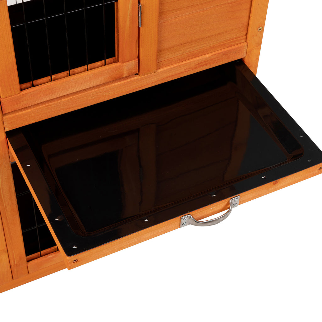 Leoglint Detachable Rabbit Hutch with Removable Tray and Rolling Casters, Orange