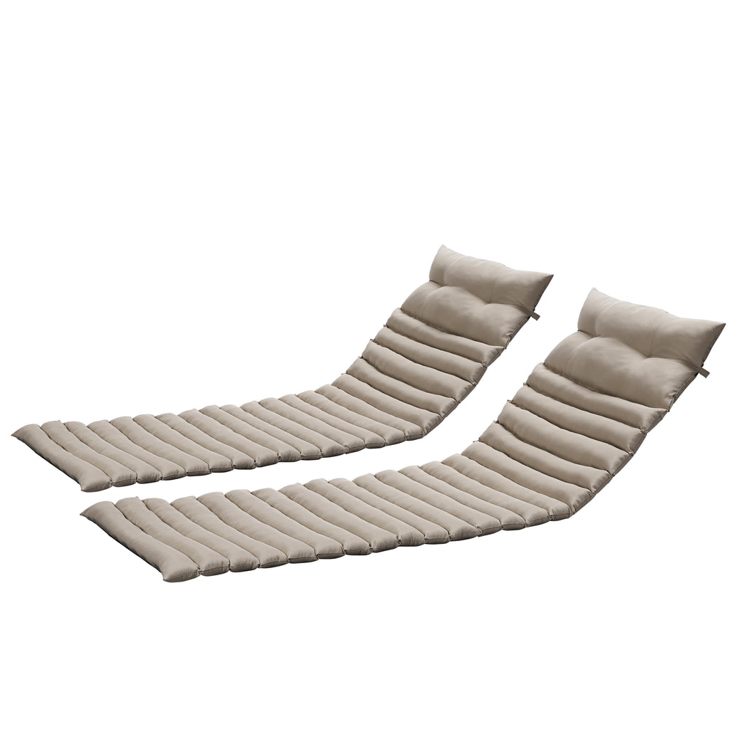 Leoglint 2PCS Set Outdoor Chair Outdoor Lounge Chair Cushion Replacement Patio Funiture Seat Cushion Chaise Lounge Cushion-KHAKI