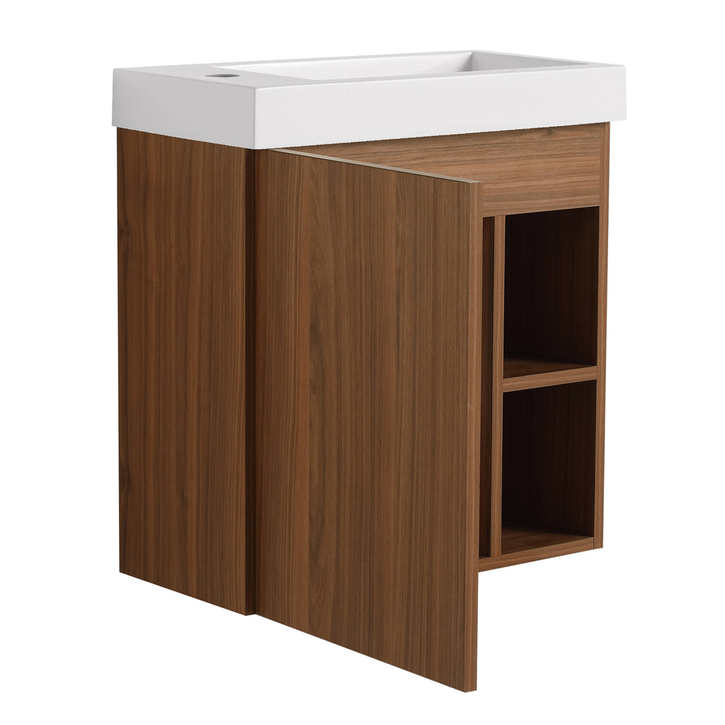 Leoglint 20'' Floating Wall-Mounted Bathroom Vanity with White Resin Sink & Soft-Close Cabinet Door