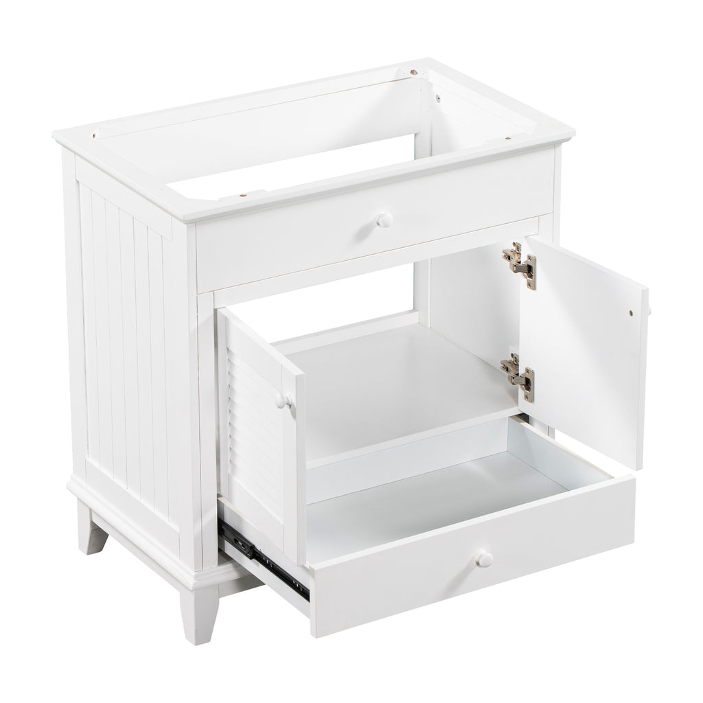 Leoglint 30" Bathroom Vanity Base without Sink, Bathroom Cabinet with Two Doors and One Drawer, White