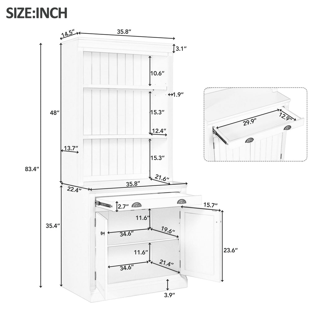 Leoglint 83.4"Tall Bookshelf with LED Lighting, Modern Bookcase with 2 Doors and 1 Drawer,Storage Bookcase with Open Shelves for Living Room,Home Office,White