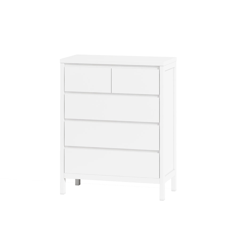 Leoglint Sideboard 31.61"4-Tier 5-Drawer MDF Storage Cabinet,for Bedroom,Living Room,Dining Room,Hallways,White