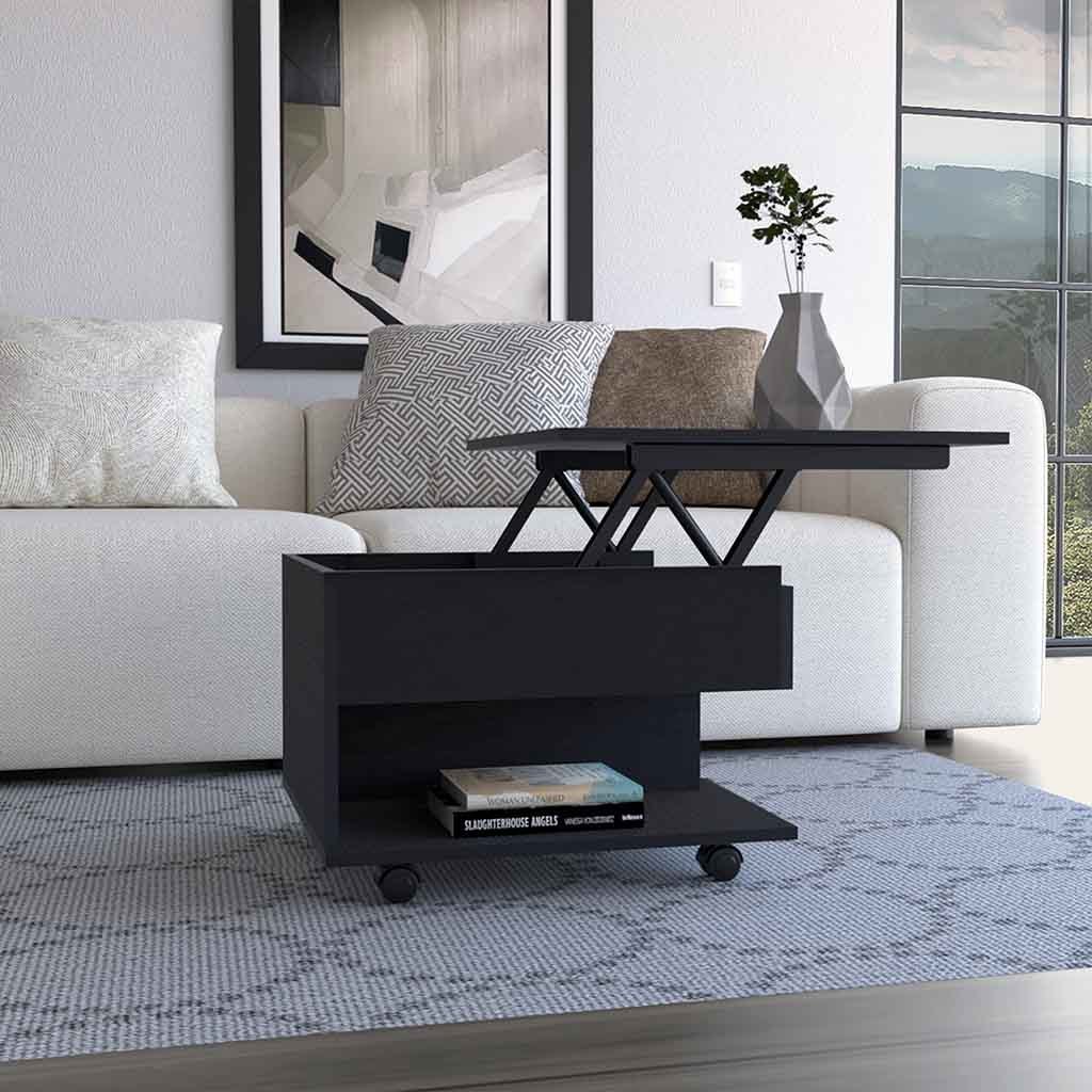 Leoglint Luanda Lift Top Coffee Table, Casters, One Shelf -Black