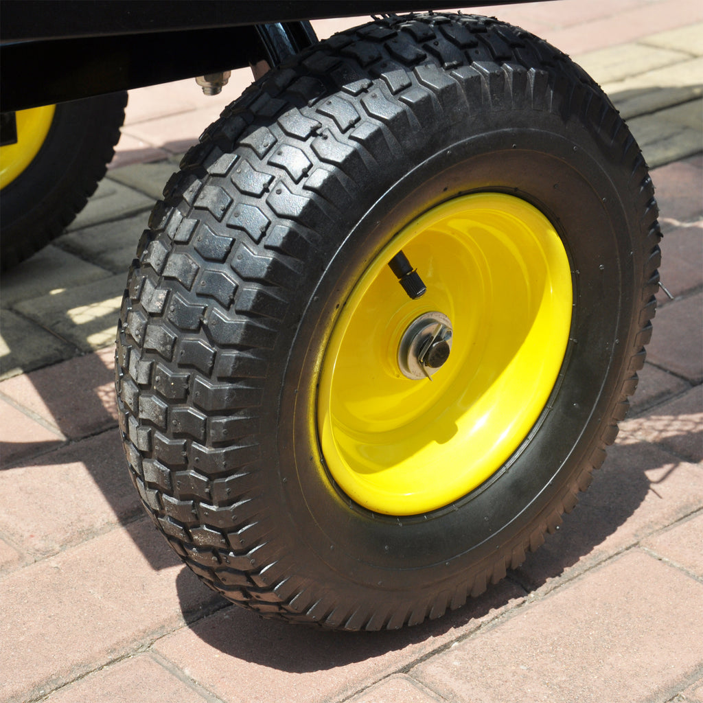 Leoglint BIG  Wagon Cart Garden cart trucks make it easier to transport firewood Yellow+Black Maximum static load is 880 lbs.