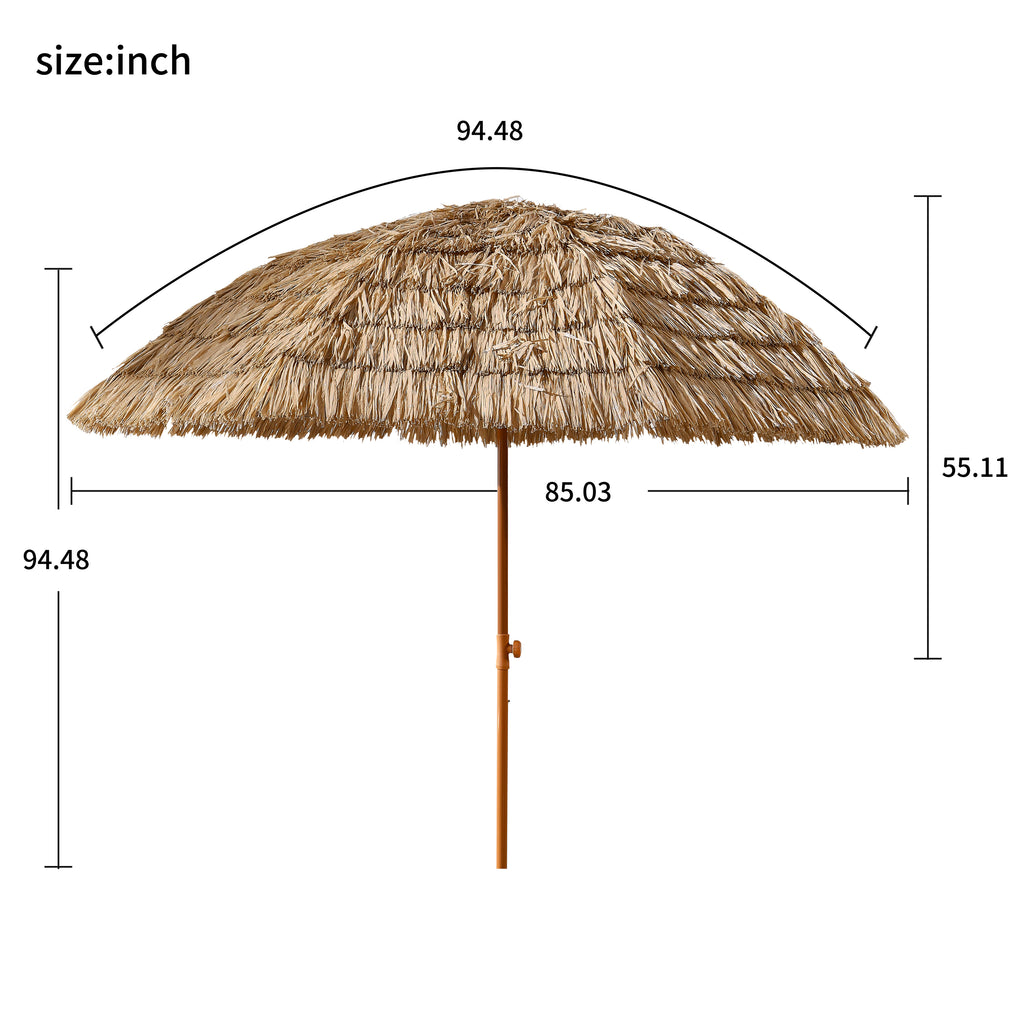 Leoglint 8'Thatch Patio Tiki Outdoor Umbrella Tropical Palapa Raffia Tiki Hut Hawaiian Hula Beach Umbrella,Straw umbrella