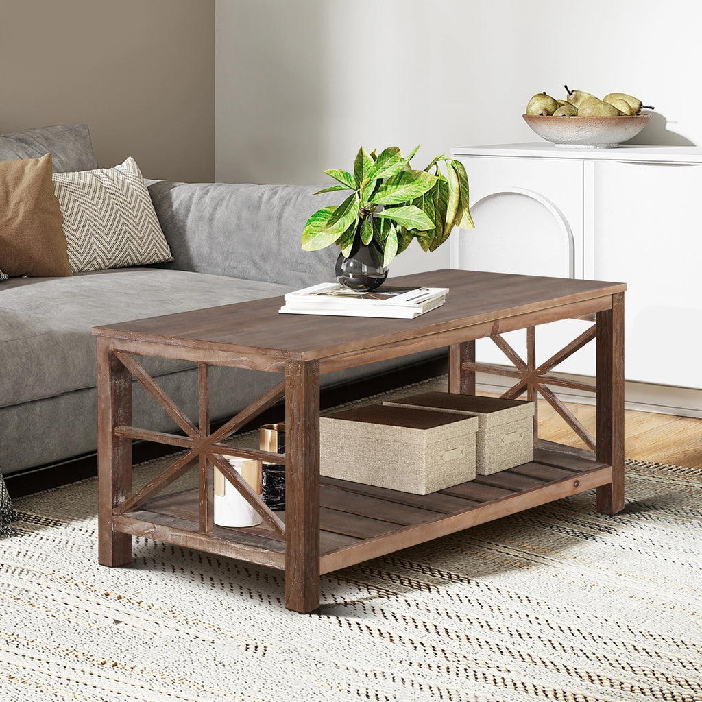 Leoglint 52''W  Handcrafted Coffee Table In Front Of The Sofa Or Loveseat For Living Room(Brwon)