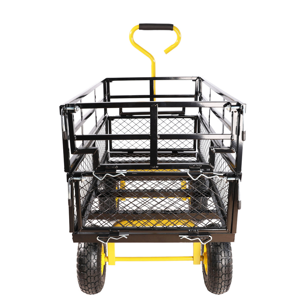 Leoglint Wagon Cart Garden cart trucks make it easier to transport firewood Yellow+Black