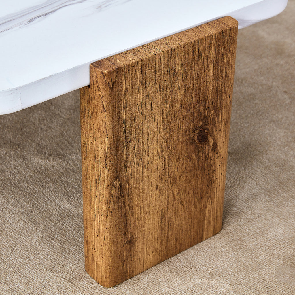 Leoglint Modern practical MDF coffee table with white tabletop and wooden toned legs. Suitable for living rooms and guest rooms.