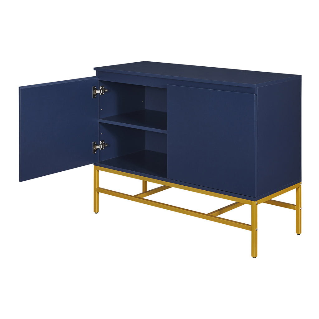 Leoglint TREXM Minimalist & Luxury Cabinet Two Door Sideboard with Gold Metal Legs for Living Room, Dining Room (Navy)