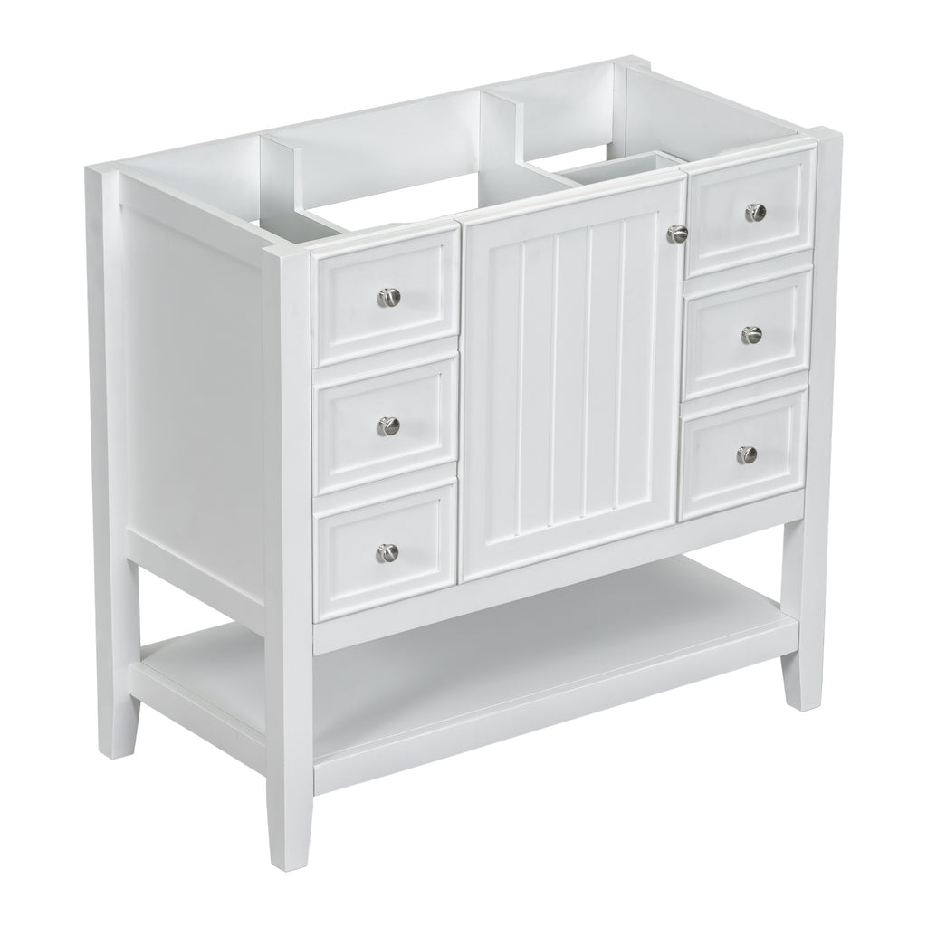 Leoglint 36" Bathroom Vanity without Sink, Cabinet Base Only, One Cabinet and three Drawers, White