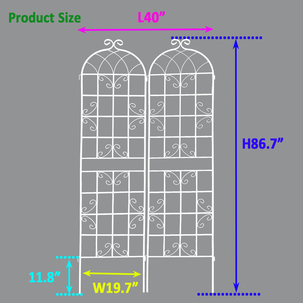 Leoglint 2 Pack Metal Garden Trellis 86.7" x 19.7" Rustproof Trellis for Climbing Plants Outdoor Flower Support Cream White