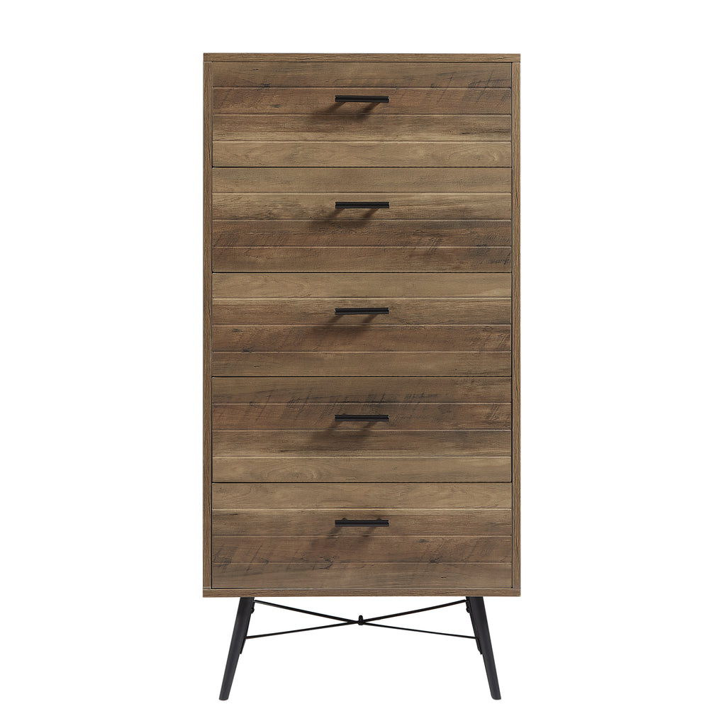 Leoglint 5-Drawer Chest - Spacious and Stylish Chest of Drawers,  Dresser for Bedroom, Closet, Hallway, 23.6"W x 15.7"D x 48"H, Rustic Walnut