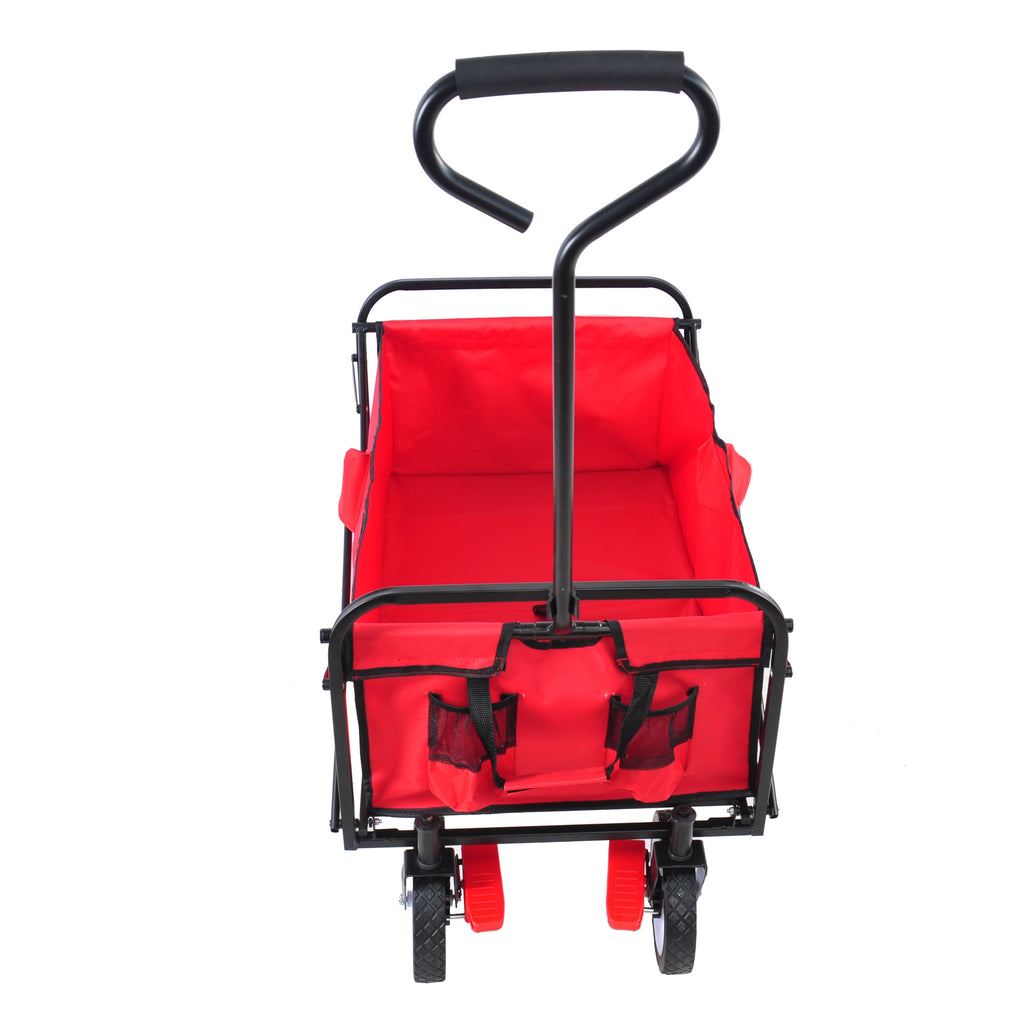 Leoglint Garden cart Folding Wagon Garden Shopping Beach Cart (Red)