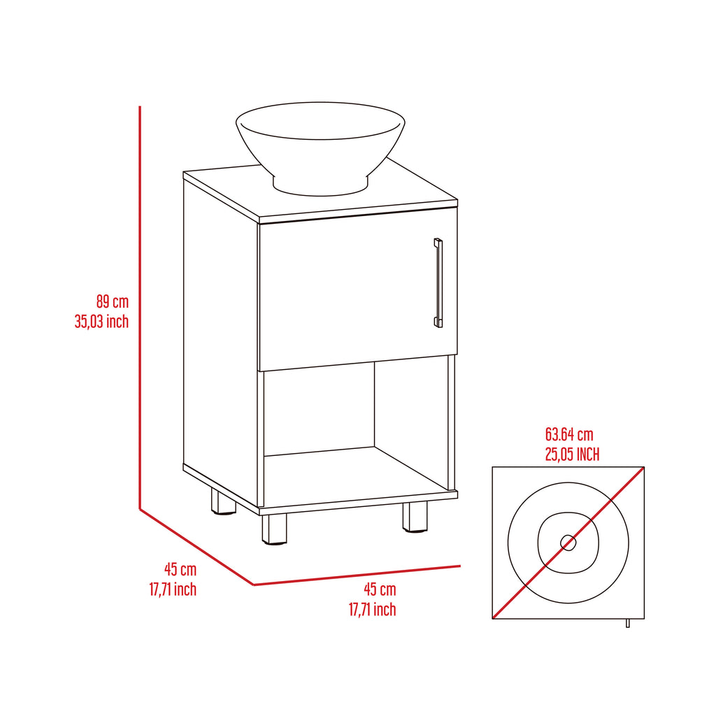 Leoglint Gouda 18" Single Bathroom Vanity, One Open Shelf, Single Door Cabinet -White