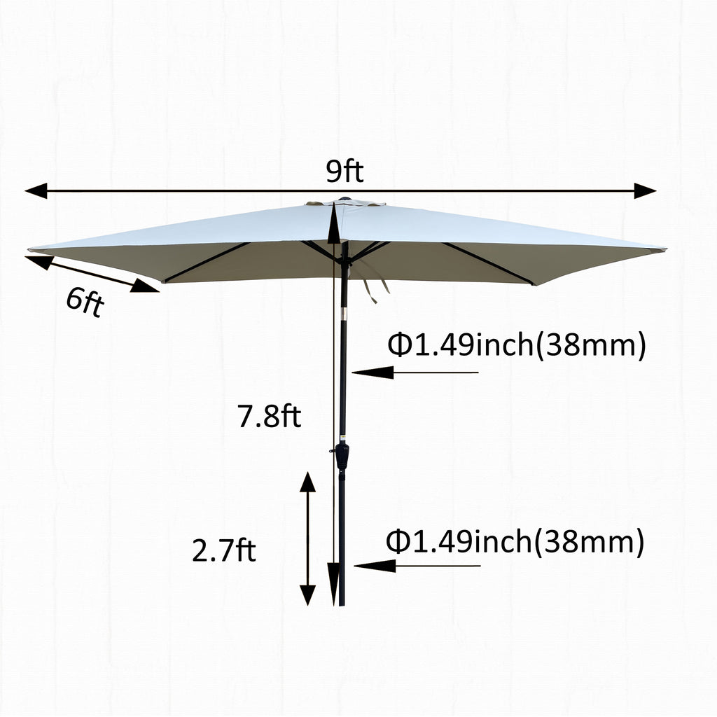 Leoglint 6 x 9ft  Patio Outdoor Umbrella Waterproof Umbrella with Crank and Push Button Tilt without flap for Garden Backyard Pool  Swimming Pool Market