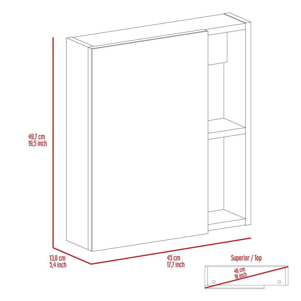 Leoglint Whirlwind 1-Shelf Rectangle Medicine Cabinet with Mirror White