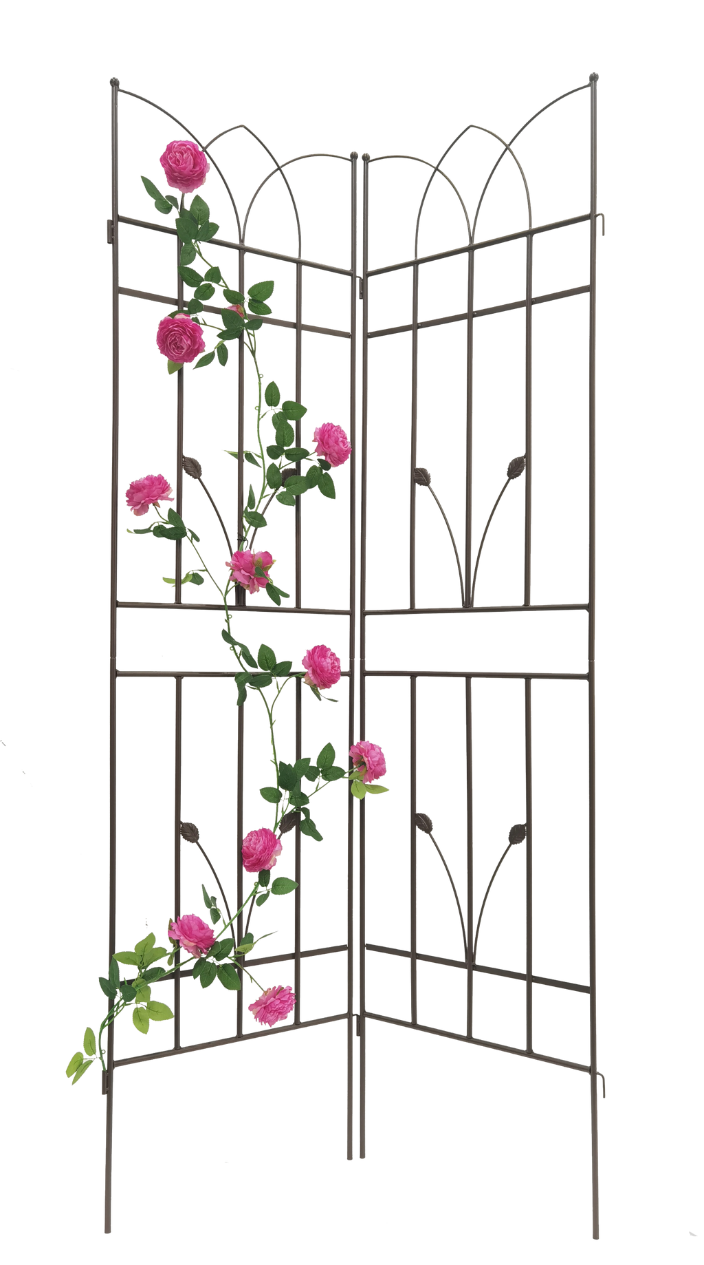 Leoglint 2 Pack Metal Garden Trellis 71" x 17.7" Rustproof Trellis for Climbing Plants Outdoor Flower Support Brown