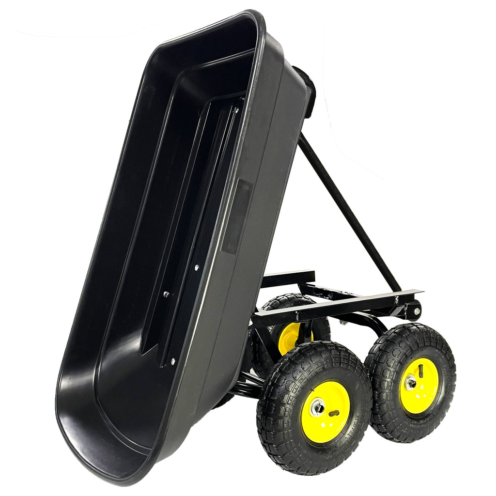 Leoglint Garden cart Folding car Poly Garden dump truck with steel frame, 10 inches. Pneumatic tire, 300 lb capacity body 75L