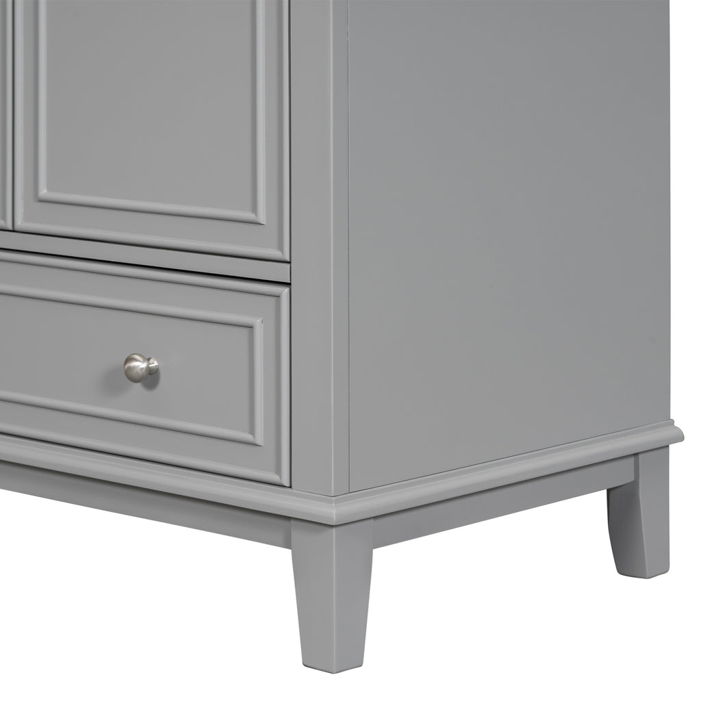 Leoglint 30" Bathroom Vanity without Sink, Base Only, Multi-functional Bathroom Cabinet with Doors and Drawer, Solid Frame and MDF Board, Grey