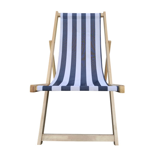 Leoglint populus wood sling Outdoor chair blue Stripe Broad blue Stripe (color: Dark blue) folding chaise lounge chair