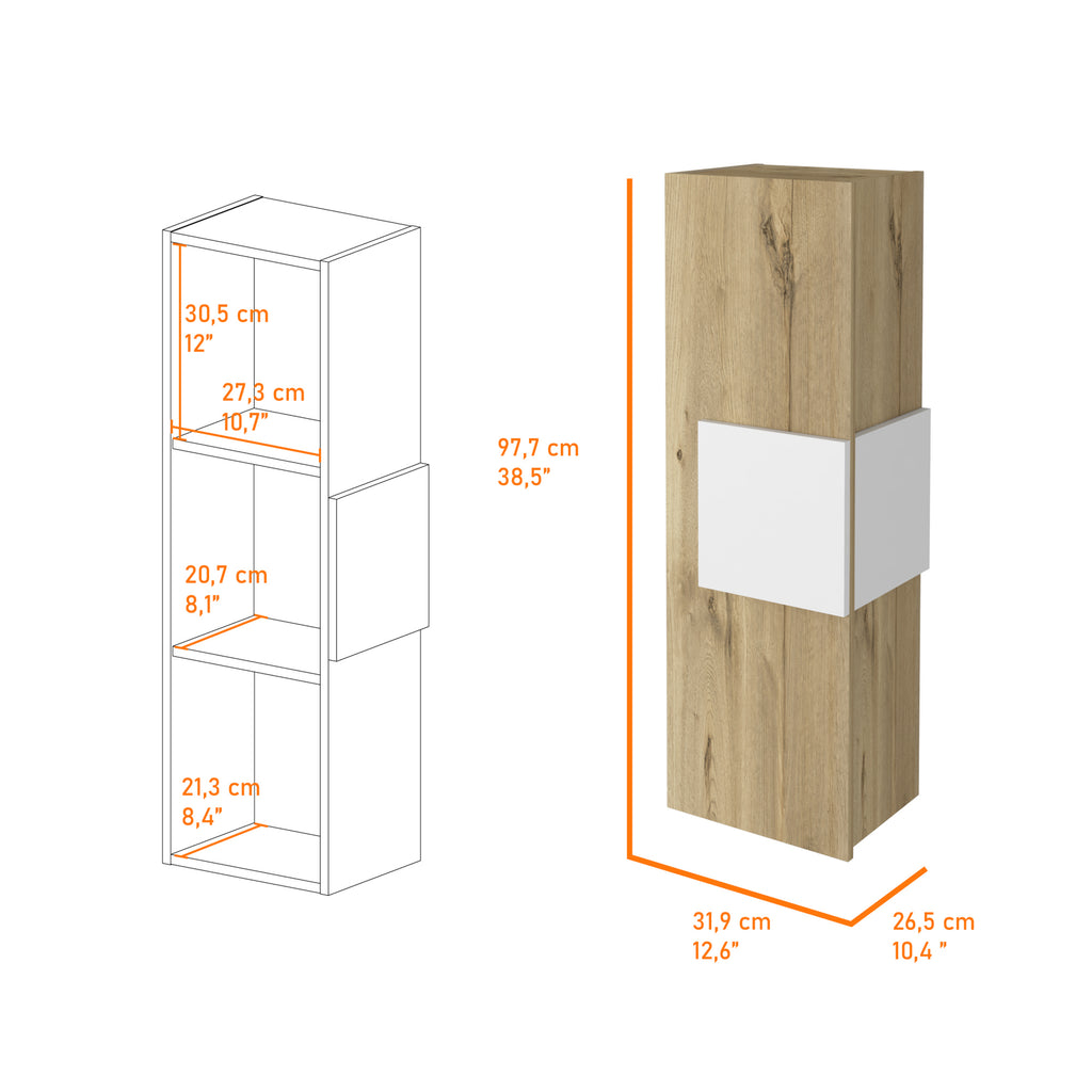 Leoglint Vanguard Medicine Cabinet, Three Shelves, Single Door Cabinet -White / Light Oak