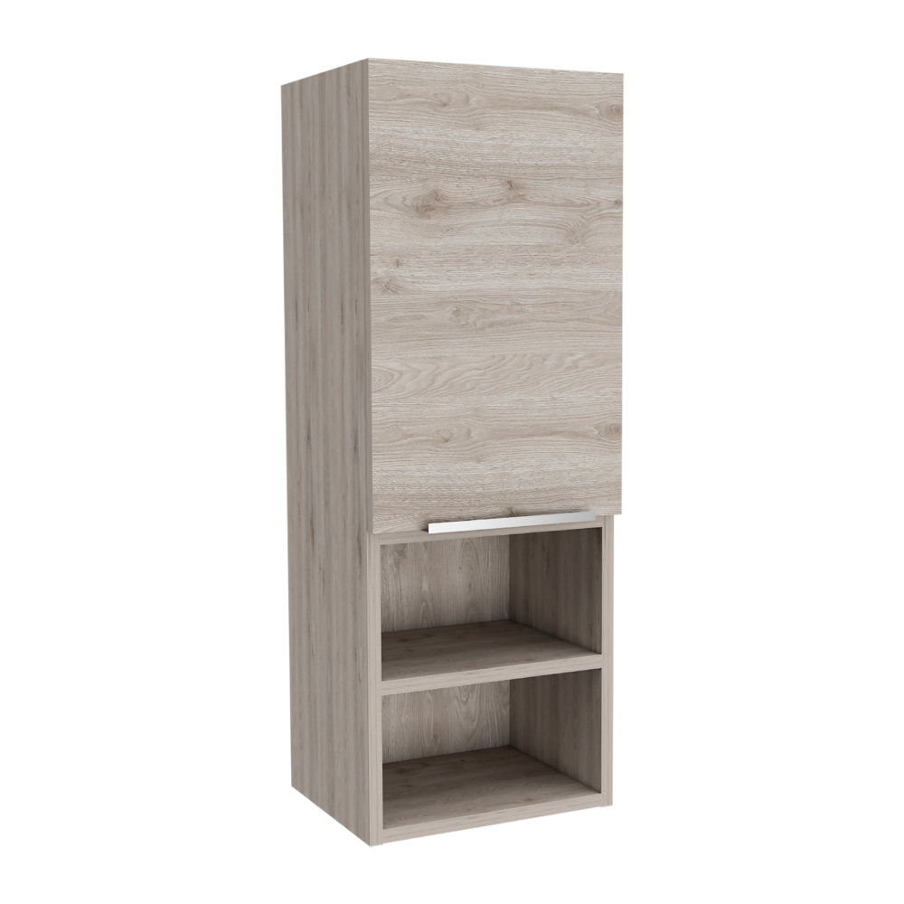 Leoglint Medicine Cabinet Hazelton, Open and Interior Shelves, Light Gray Finish