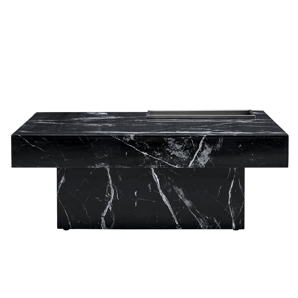 Leoglint A modern and practical coffee table made of MDF material with black patterns. The fusion of elegance and natural fashion  31.4"*31.4"*12"