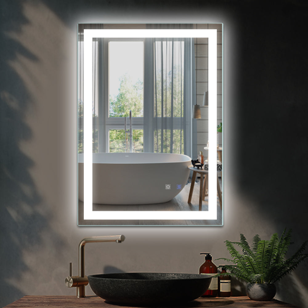 Leoglint LED Bathroom Mirror with Light,20x 28 inch, Anti Fog, Dimmable,Color Temper 5000K,Backlit + Front Lit,Both Vertical and Horizontal Wall Mounted Vanity Mirror(20x28)