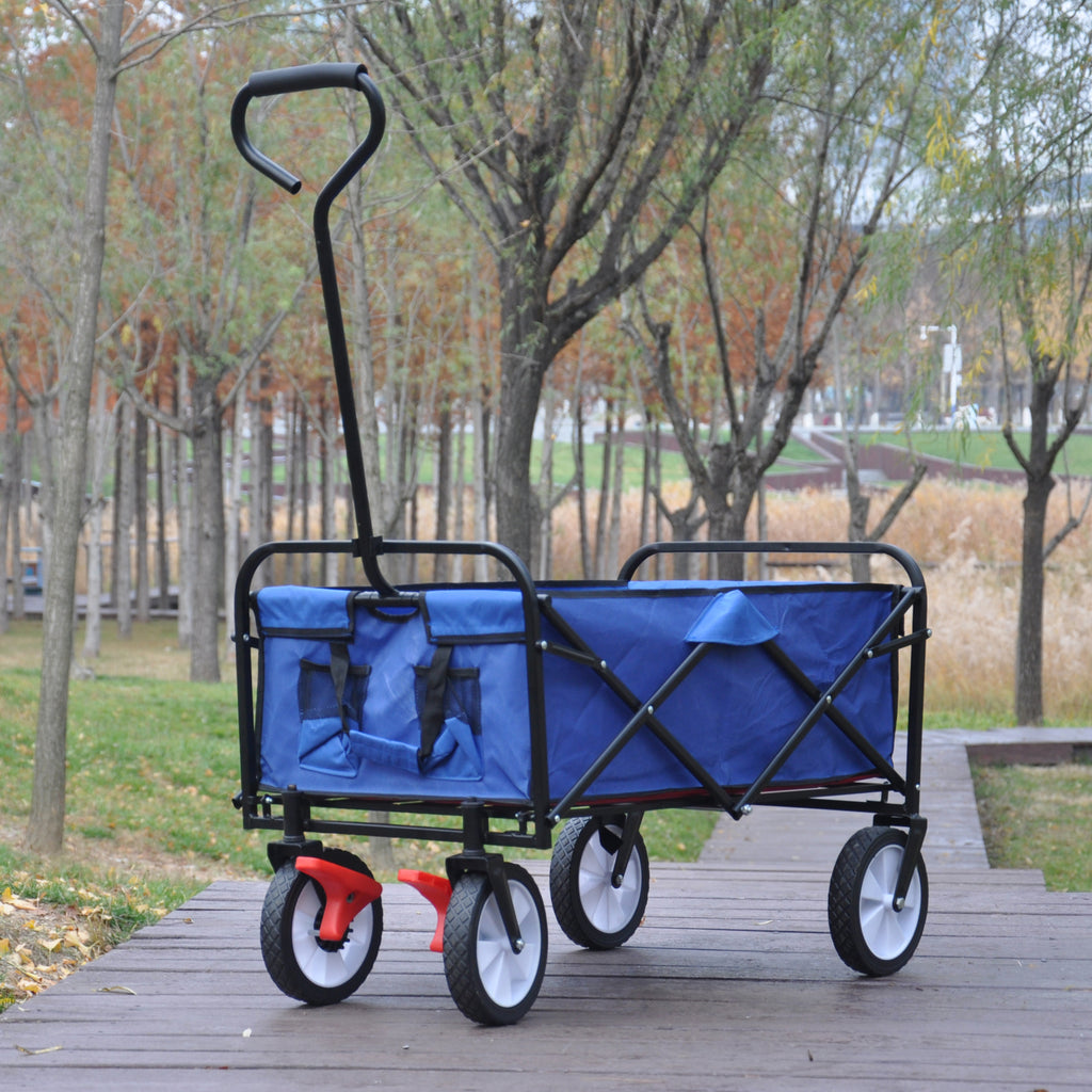 Leoglint Garden cart Folding Wagon Garden Shopping Beach Cart (blue)