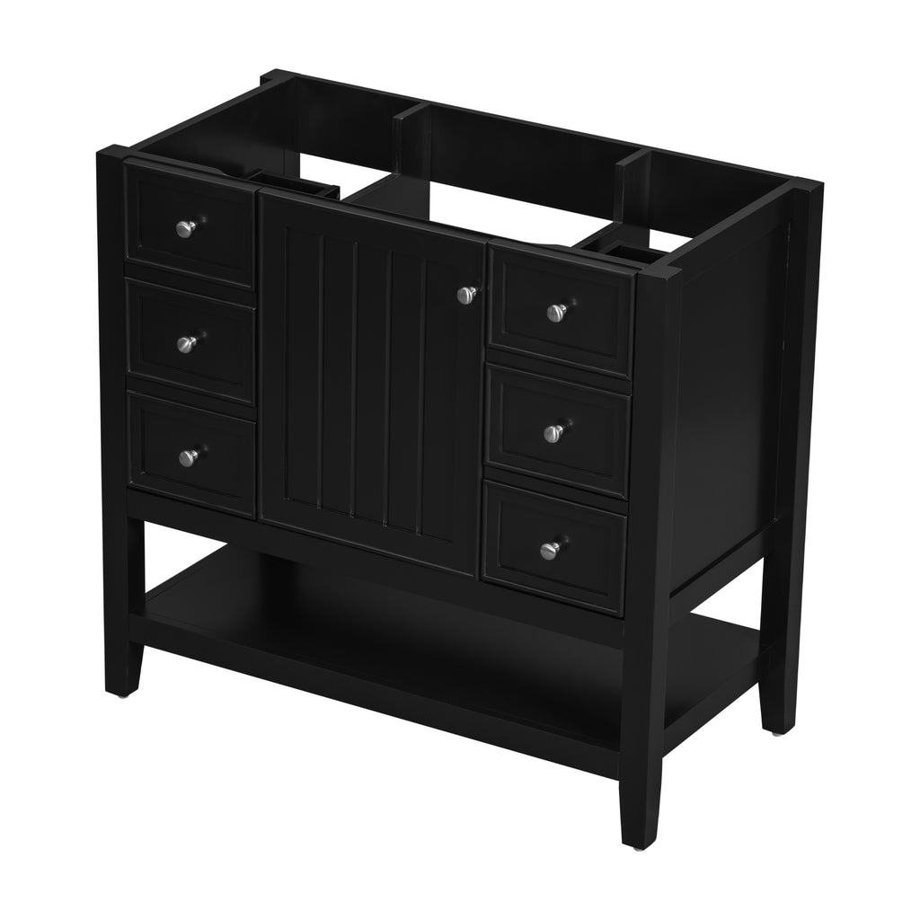 Leoglint 36" Bathroom Vanity without Sink, Cabinet Base Only, One Cabinet and three Drawers, Black