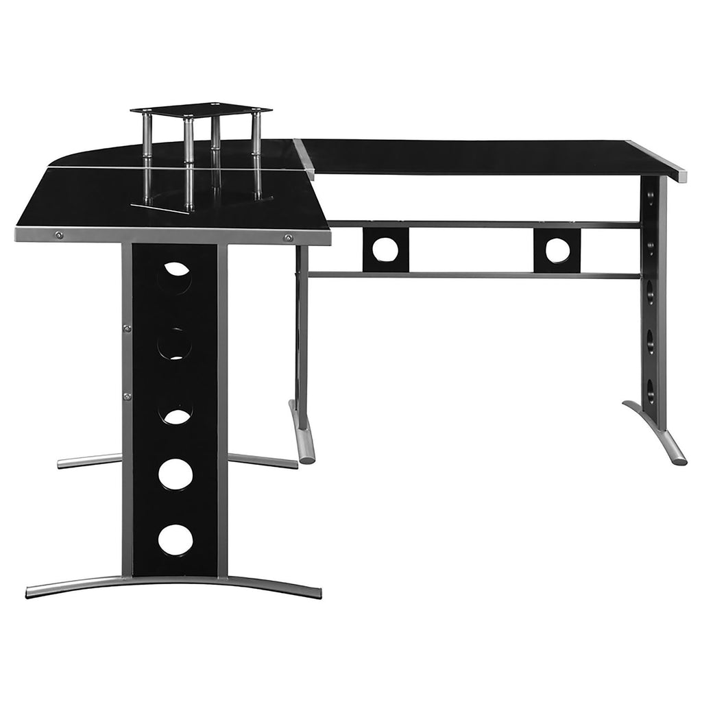 Leoglint Black and Silver 3-Piece Office Desk Set