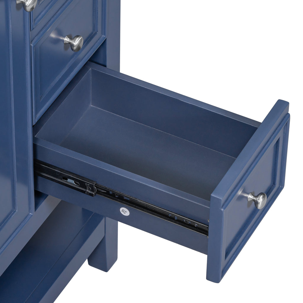 Leoglint 36" Bathroom Vanity without Sink, Cabinet Base Only, One Cabinet and three Drawers, Blue