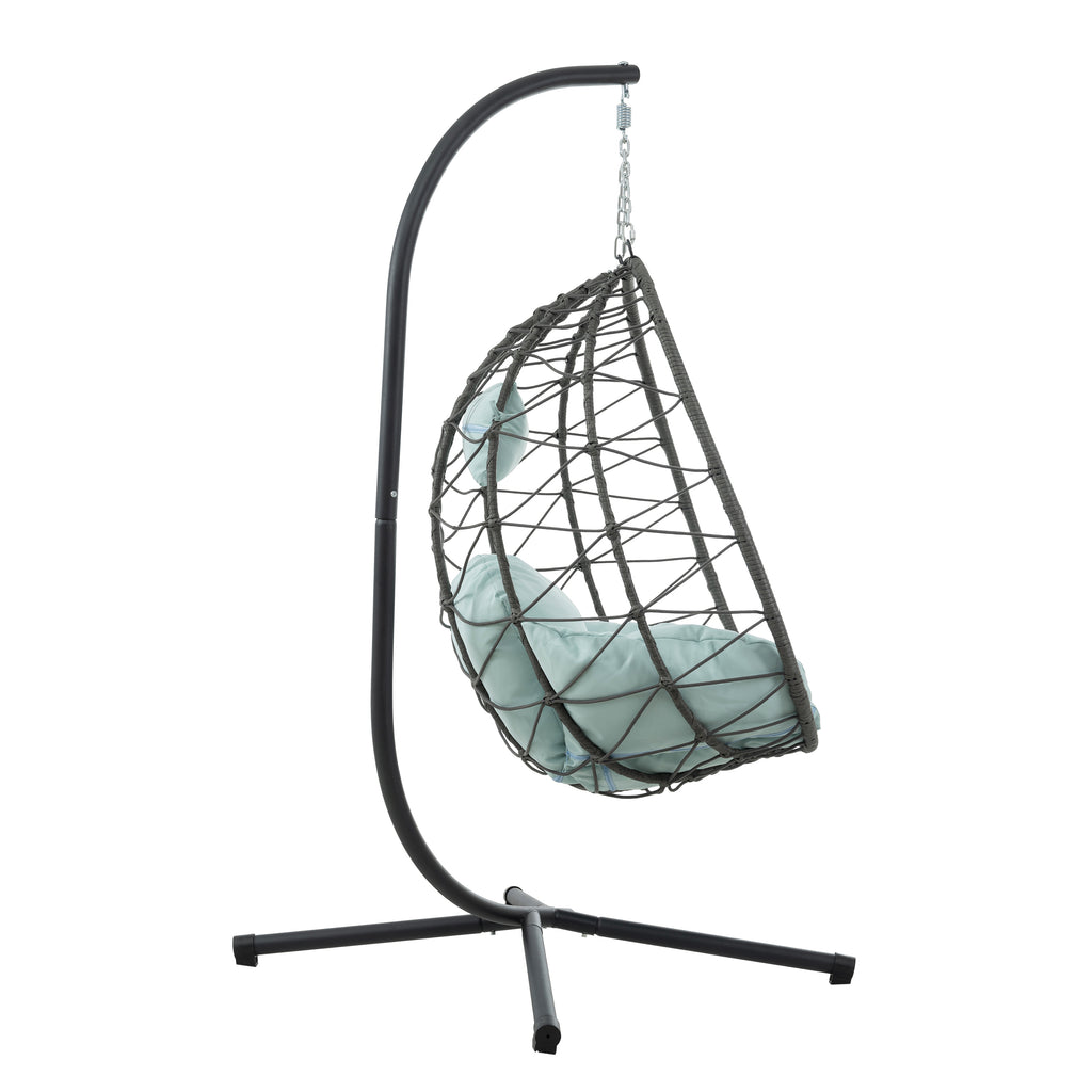 Leoglint Egg Outdoor Chair with Stand Indoor Outdoor Swing Chair Patio Wicker Hanging Egg Chair Hanging Basket Chair with Stand for Bedroom Living Room Balcony