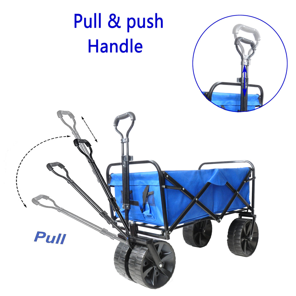 Leoglint Garden cart Folding Wagon Garden Shopping Beach Cart (Blue)