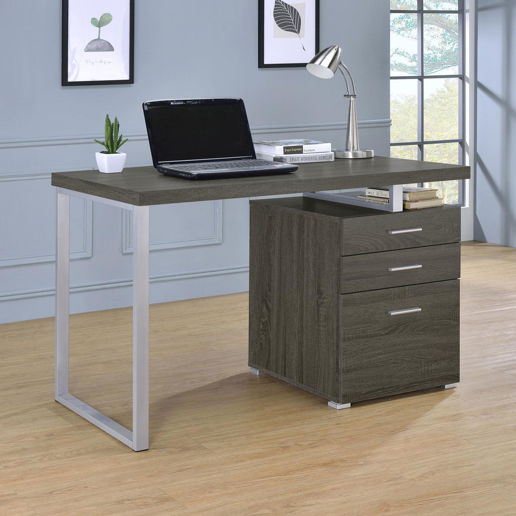 Leoglint Weathered Grey 3-drawer Reversible Office Desk