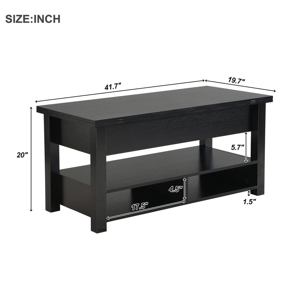 Leoglint [VIDEO provided] ON-TREND Lift Top Coffee Table, Multi-Functional Coffee Table with Open Shelves, Modern Lift Tabletop Dining Table for Living Room, Home Office, Black