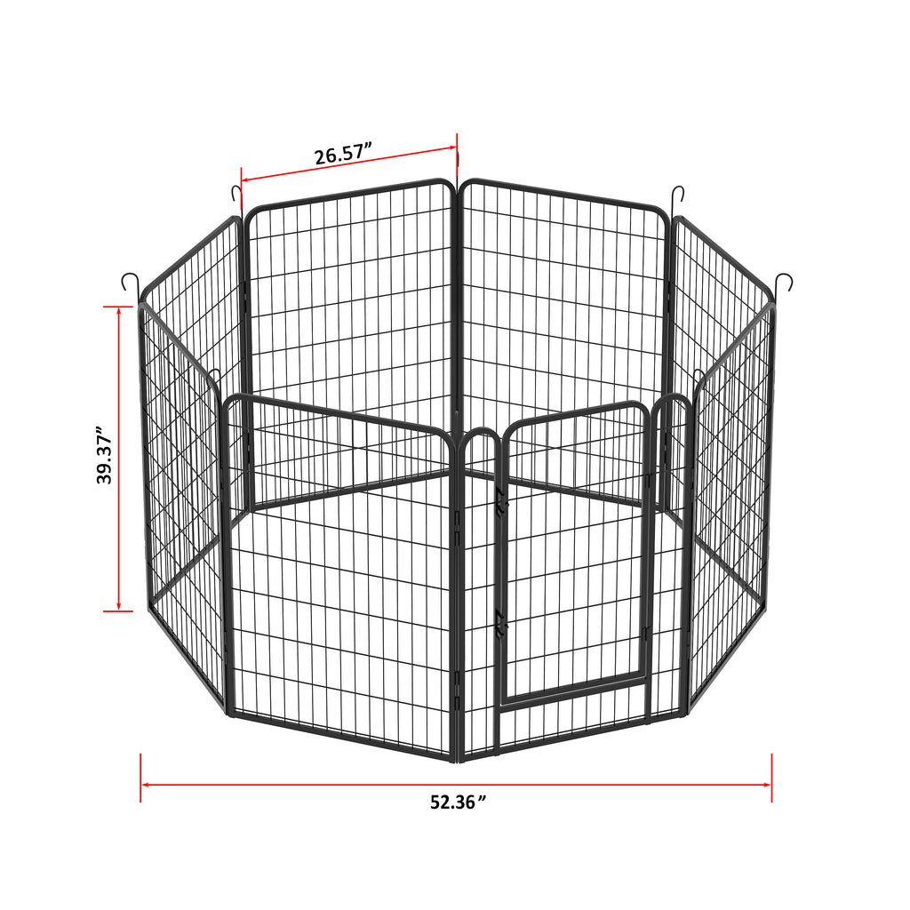 Leoglint 8 Panels Heavy Duty Metal Playpen with door,39.37"H Dog Fence Pet Exercise Pen for Outdoor, Indoor